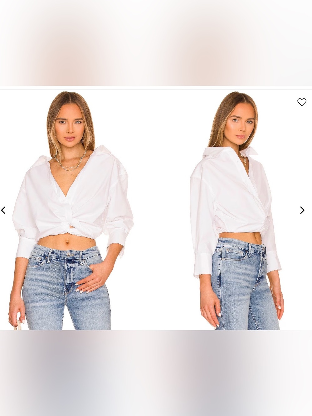 ALIX NYC - Loretta Top. White Cropped Button Up with Twist Size M